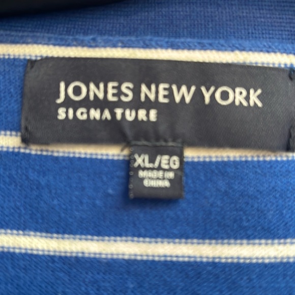 Gorgeous Jones New York Blue / White Striped  Open Cardigan with Tie Sz XL - Picture 9 of 11